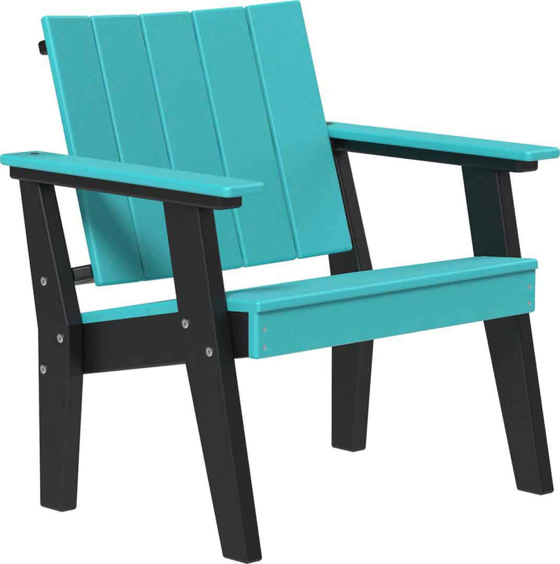 Aruba blue chair with black legs on a white background