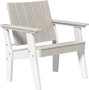 Polywood chair with a light gray backrest and white frame on a white background