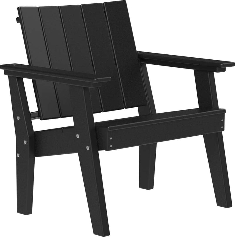 Black Adirondack chair on a white background