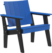 Blue and black chair on a white background