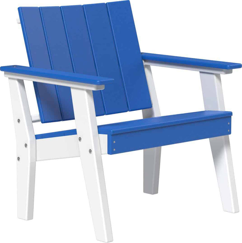 Blue and white chair on a white background