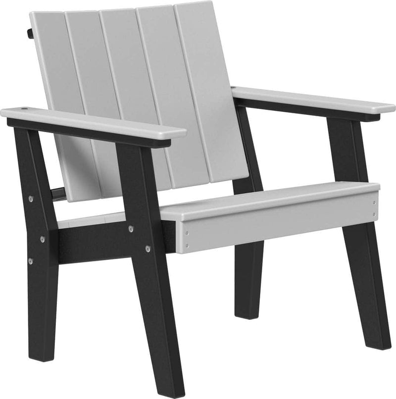 Dove gray and black Adirondack chair on a white background