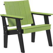 Lime green and black Adirondack chair on a white background