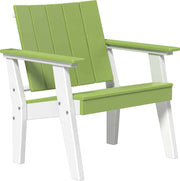 Lme green and white Adirondack chair on a white background