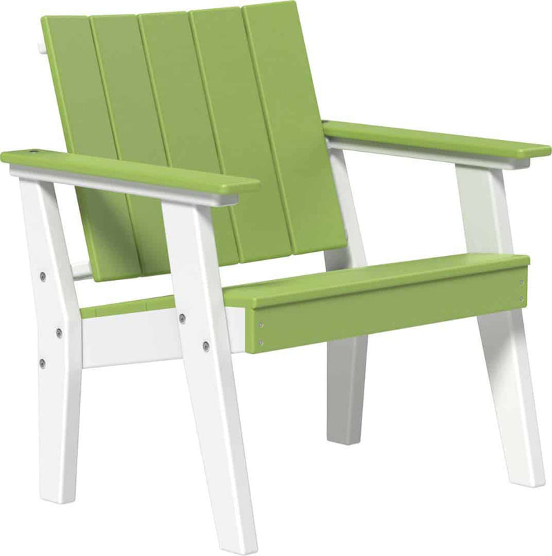 Lme green and white Adirondack chair on a white background