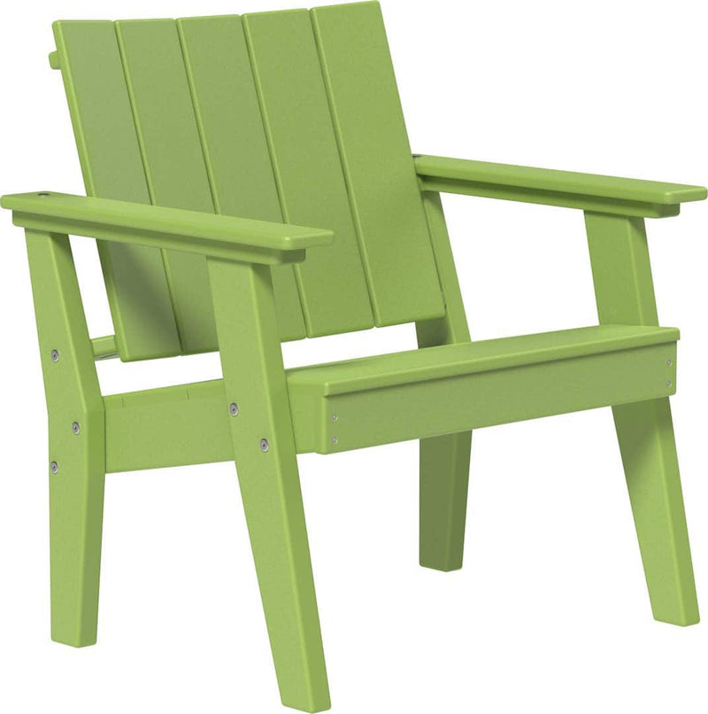 Lime green polywood chair on a white background