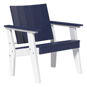 Blue and white chair on a white background