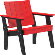 Red and black Adirondack chair on a white background