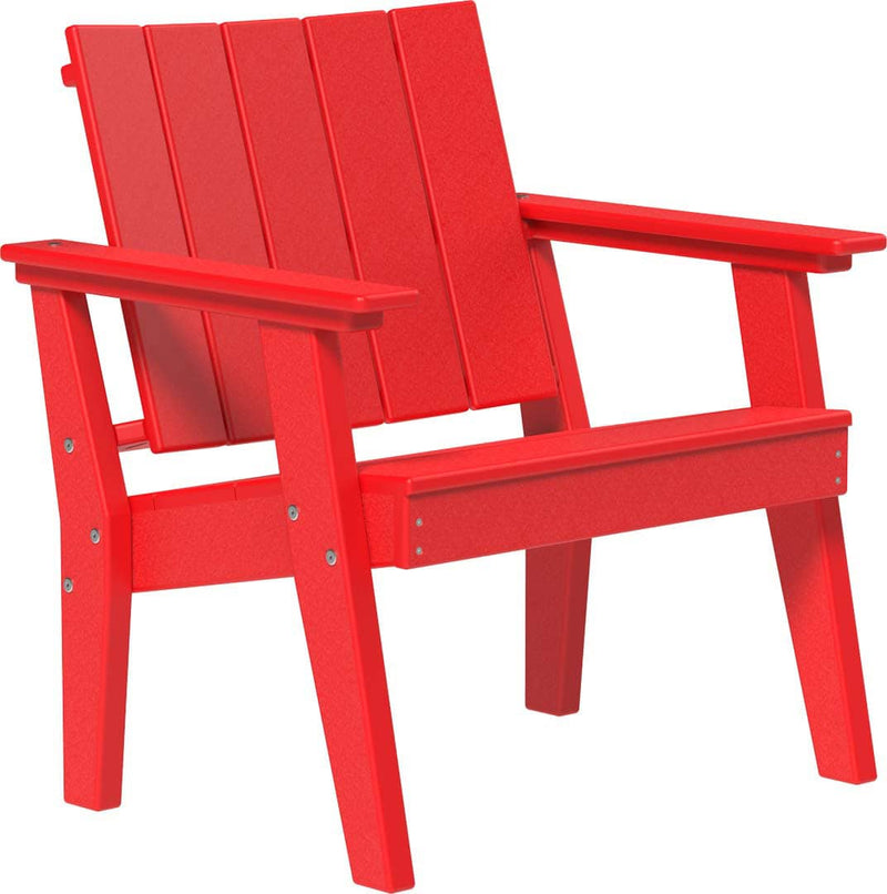 Red Adirondack chair on a white background