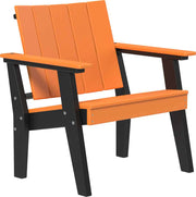 Tangerine and black Adirondack chair on a white background
