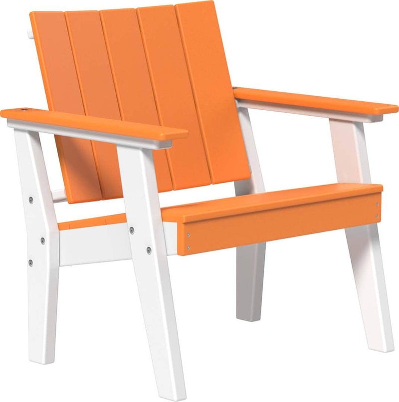 Tangerine and white chair on a white background