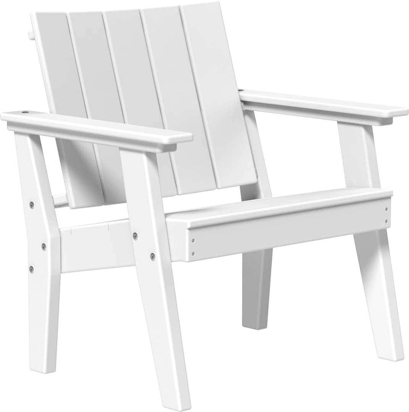 White polywood chair on a white background