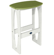Green and white outdoor stool with a visible brand logo on a white background
