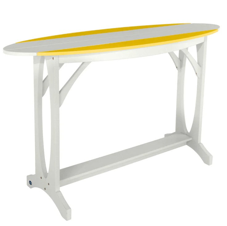 White table with yellow accents 
on a white background