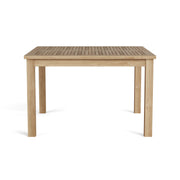 Anderson Teak Windsor 47' square table side view on a white background.  