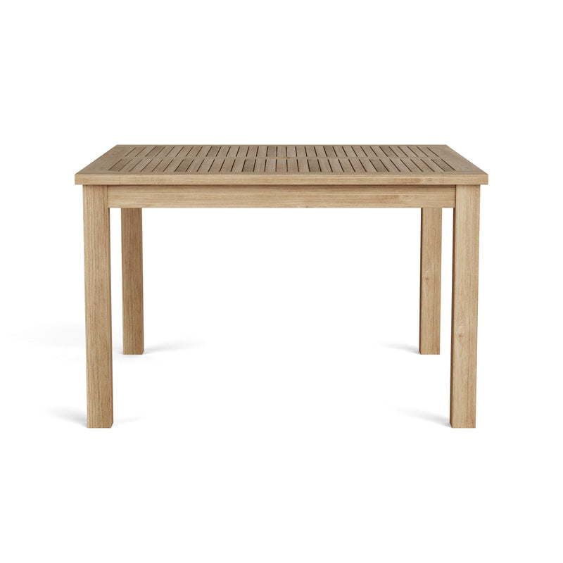 Teak table on a white background