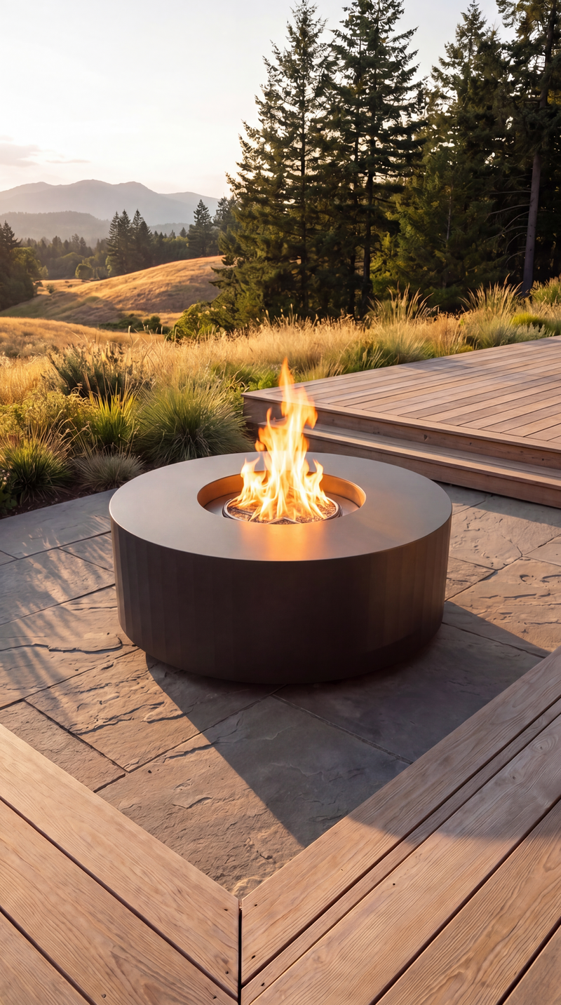 HPC - 48" Round Metal Enclosure with PENTA24 MLFPK-Flex Fire Pit Kit
