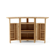 Back view of the Anderson Teak Altavista Folding Bar Table on white background.  