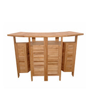 Anderson Teak Altavista Folding Bar Table on white background.  