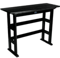 Black outdoor table with a visible brand logo on a white background