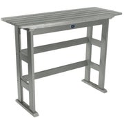 Gray outdoor table with a brand logo on a white background
