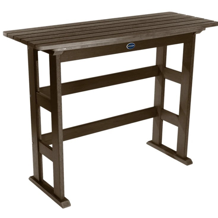 Brown table with a visible brand logo on a white background