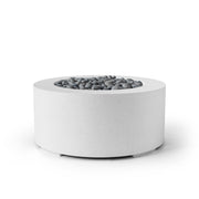 Belmont 36-inch natural concrete fire pit with slate beach stone on a white background.  