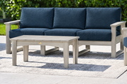 Birch sofa with Spectrum Indigo cushions