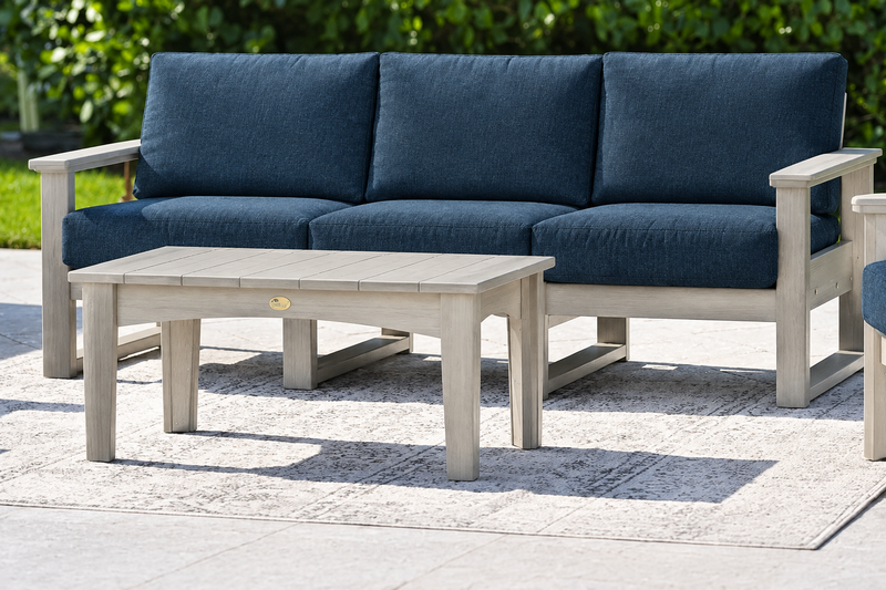 Birch sofa with Spectrum Indigo cushions