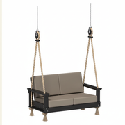 Black swing with Marine Leatherette Ash Gray cushions