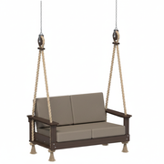 Brazilian Walnut swing with Marine Leatherette Ash Gray cushions