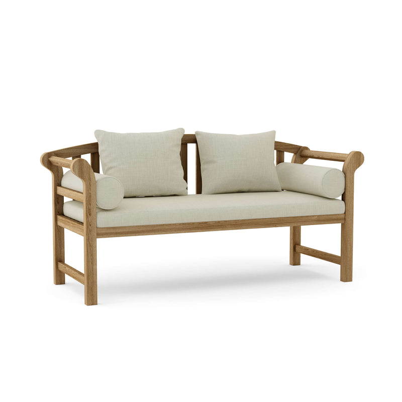 Take brisbane bench with natural cushions on a white background.  