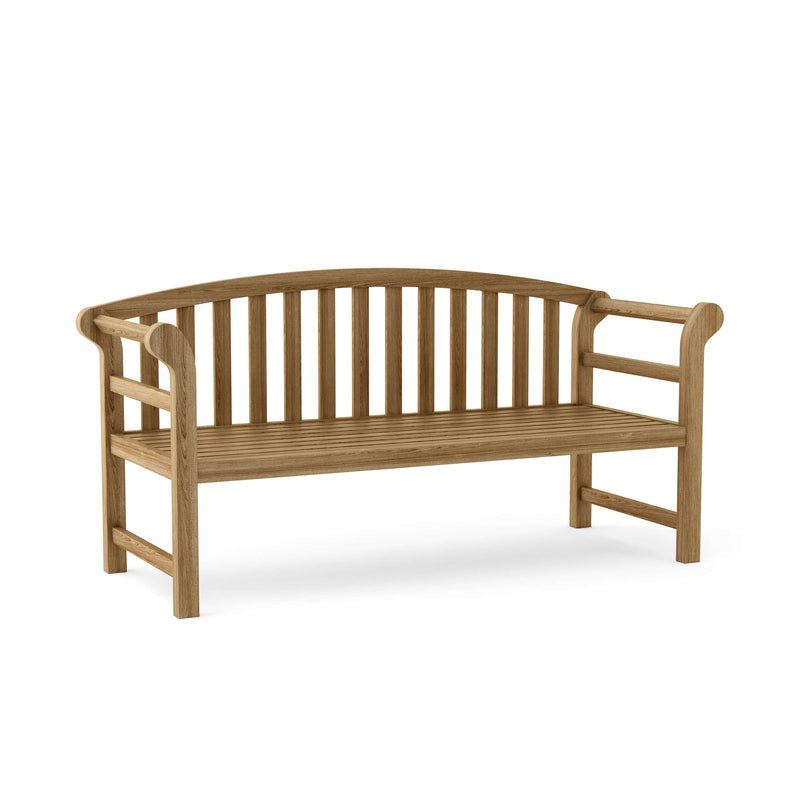 Teak brisbane bench on a white background.  