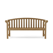 Teak brisbane bench front view on white background. 