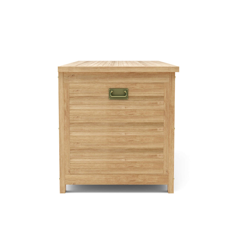 Wooden storage box with a handle on a white background