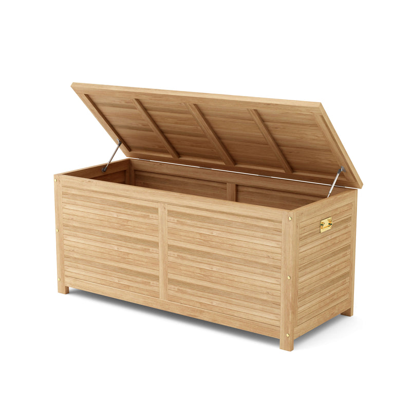 Wooden storage box with a lid on a white background