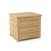 Wooden storage box with a lid on a white background