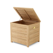 Wooden storage box with a lid on a white background