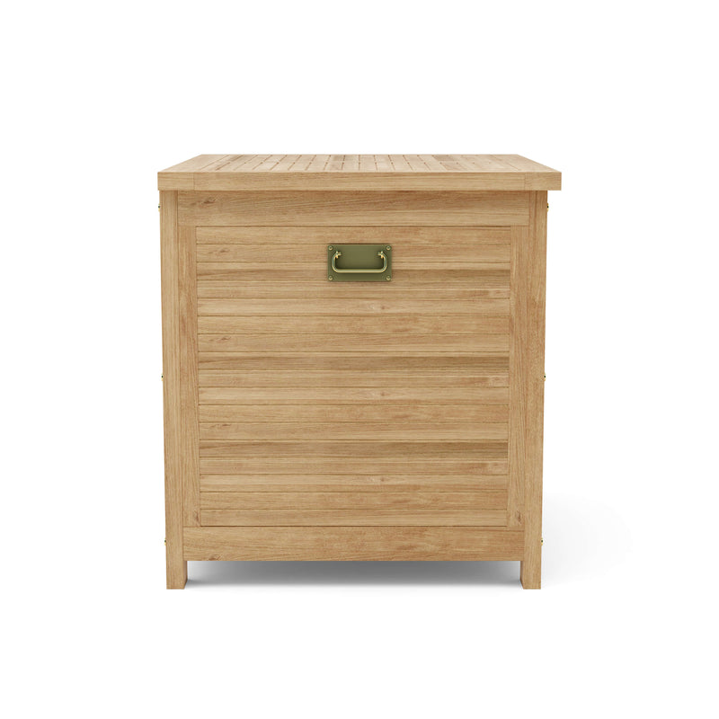 Wooden storage box with a handle on a white background