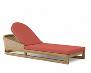 Catania teak lounge chair with henna cushion on white background.