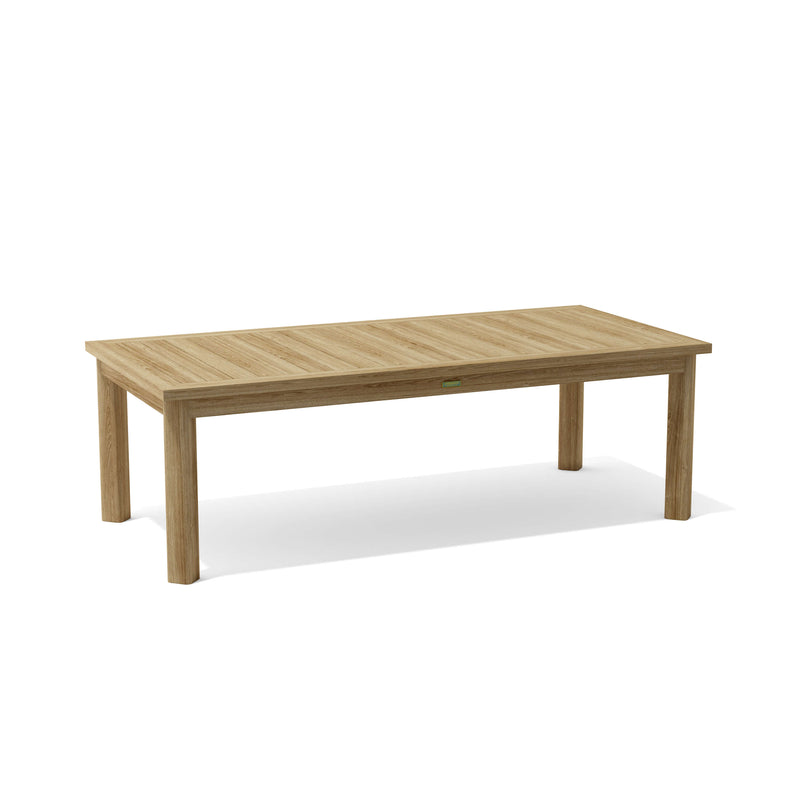Anderson Teak Chelsea dining table on white background.  
