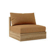 Brown cushioned chair with wooden frame on a white background
