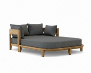Coronado teak day bed with bliss smoke cushion on white background.