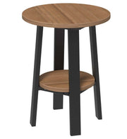 LuxCraft deluxe end table 28-inches high in antique mahogany and black on a white background.  