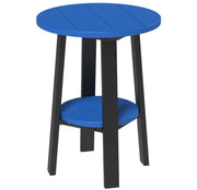 LuxCraft deluxe end table 28-inches high in blue and black on a white background.  