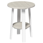 LuxCraft deluxe end table 28-inches high in birch and white on a white background.  