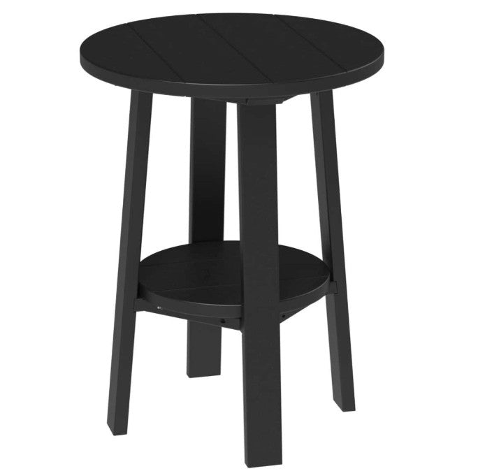 LuxCraft deluxe end table 28-inches high in black on a white background.  