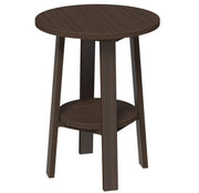 LuxCraft deluxe end table 28-inches high in brazilian walnut on a white background.  