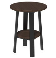 LuxCraft deluxe end table 28-inches high in brazilian walnut and black on a white background.  