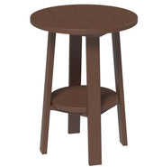 LuxCraft deluxe end table 28-inches high in chestnut brown on a white background.  
